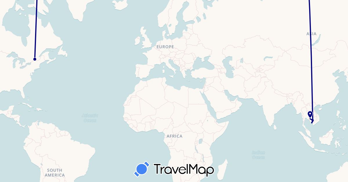 TravelMap itinerary: driving in Canada, Cambodia (Asia, North America)